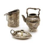 A collection of novelty silver items,