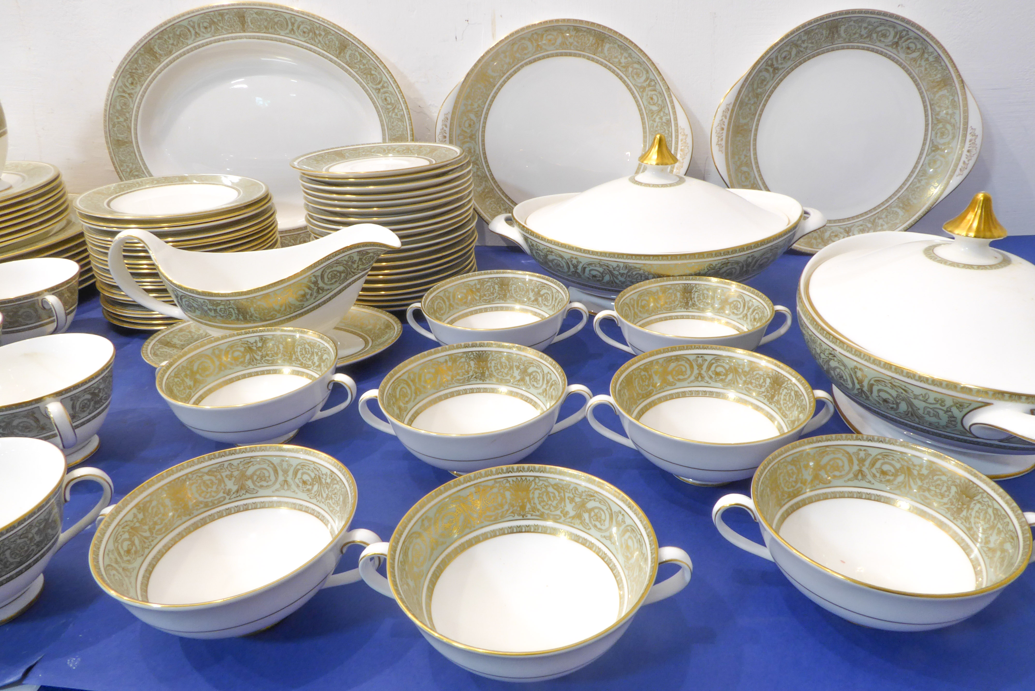 A Royal Doulton dinner / tea service in the English Renaissance pattern: 8 x 27cm and 20cm plates, - Image 2 of 8