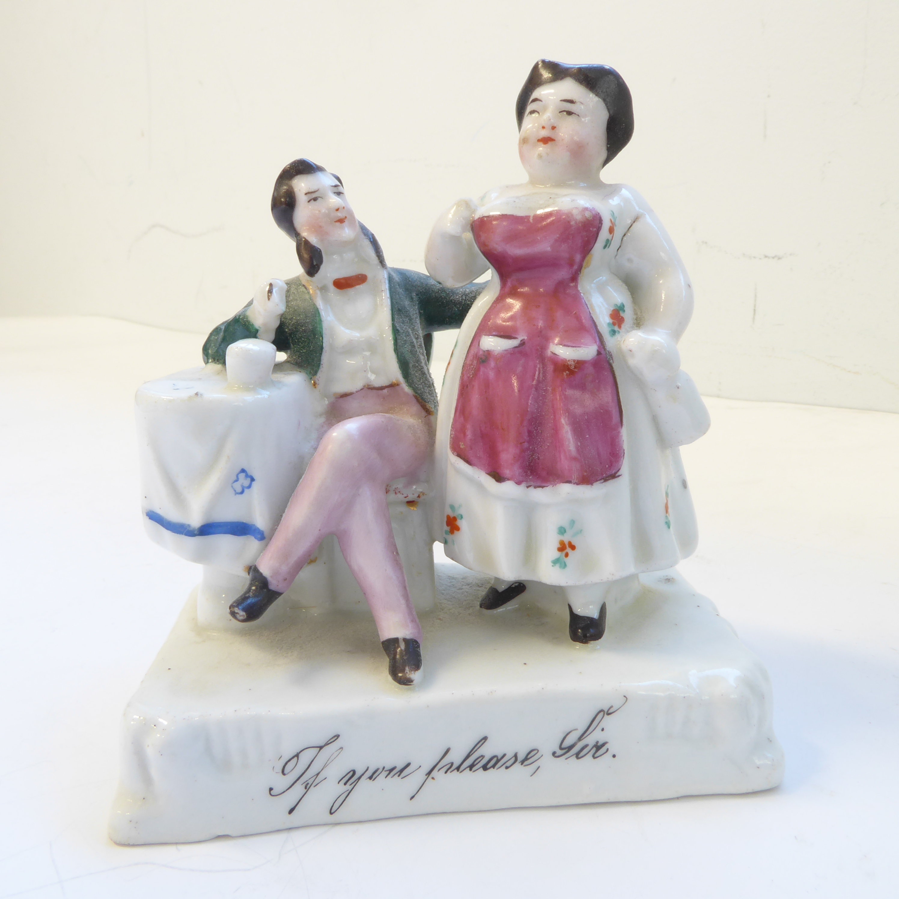 Ten 19th century porcelain fairings to include 'God Save the Queen', 'Happy Father', 'Shall we sleep - Image 12 of 48