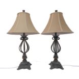 A good pair of cast metal table lamps and shades