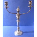 A large silver-plated three-branch candelabra (48cm high)