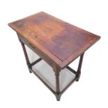 A 17th/18th century oak side table; the overhanging top (probably fruitwood with oak cleating) above