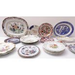 A selection of mostly 19th century decorative plates, bowls and porcelain dishes to include