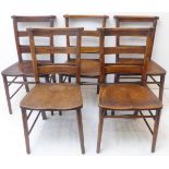 A set of five late 19th century chapel chairs – each individually named on the concave crest rails