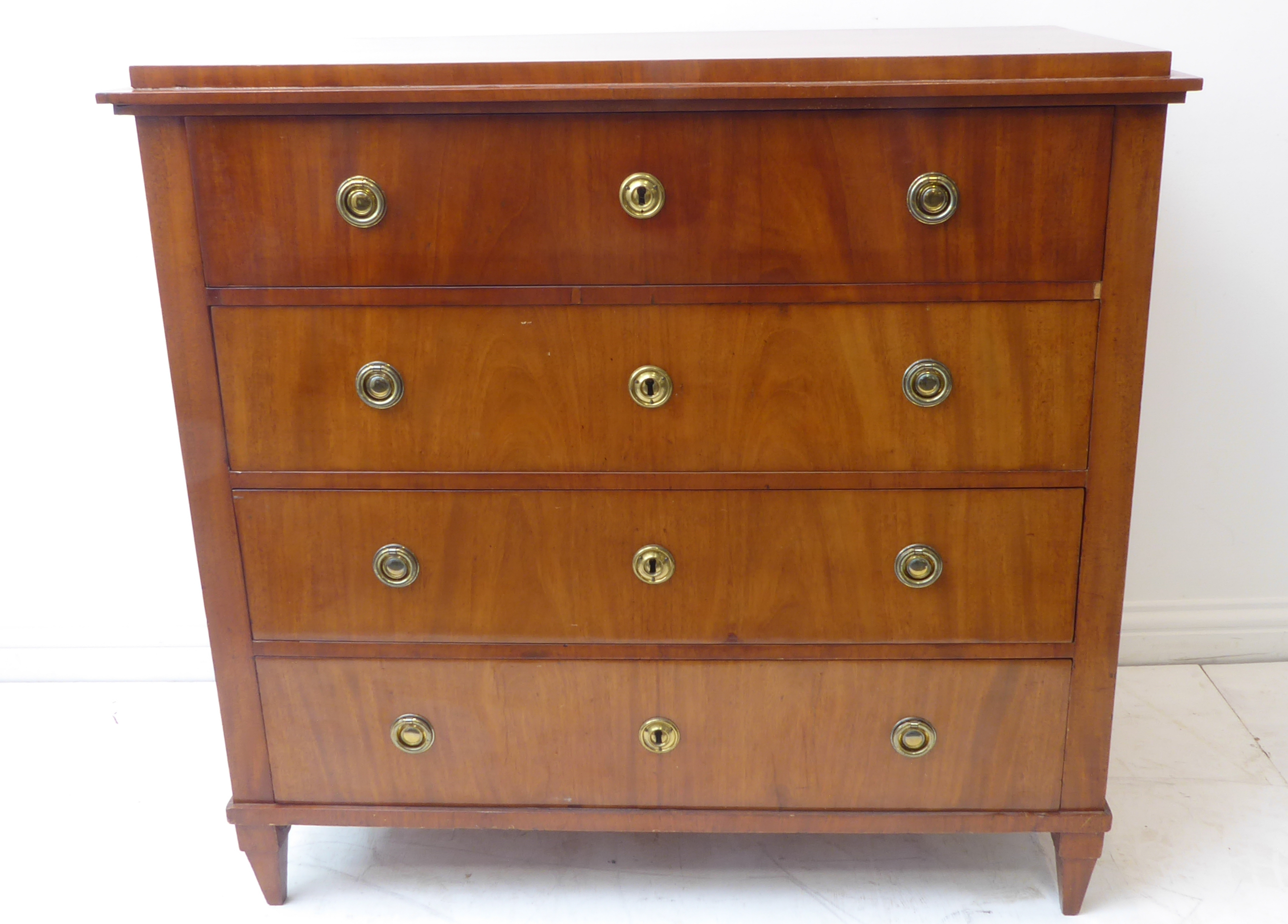 A 19th century continental mahogany secrétaire chest; the full width top drawer opening to reveal - Image 2 of 8