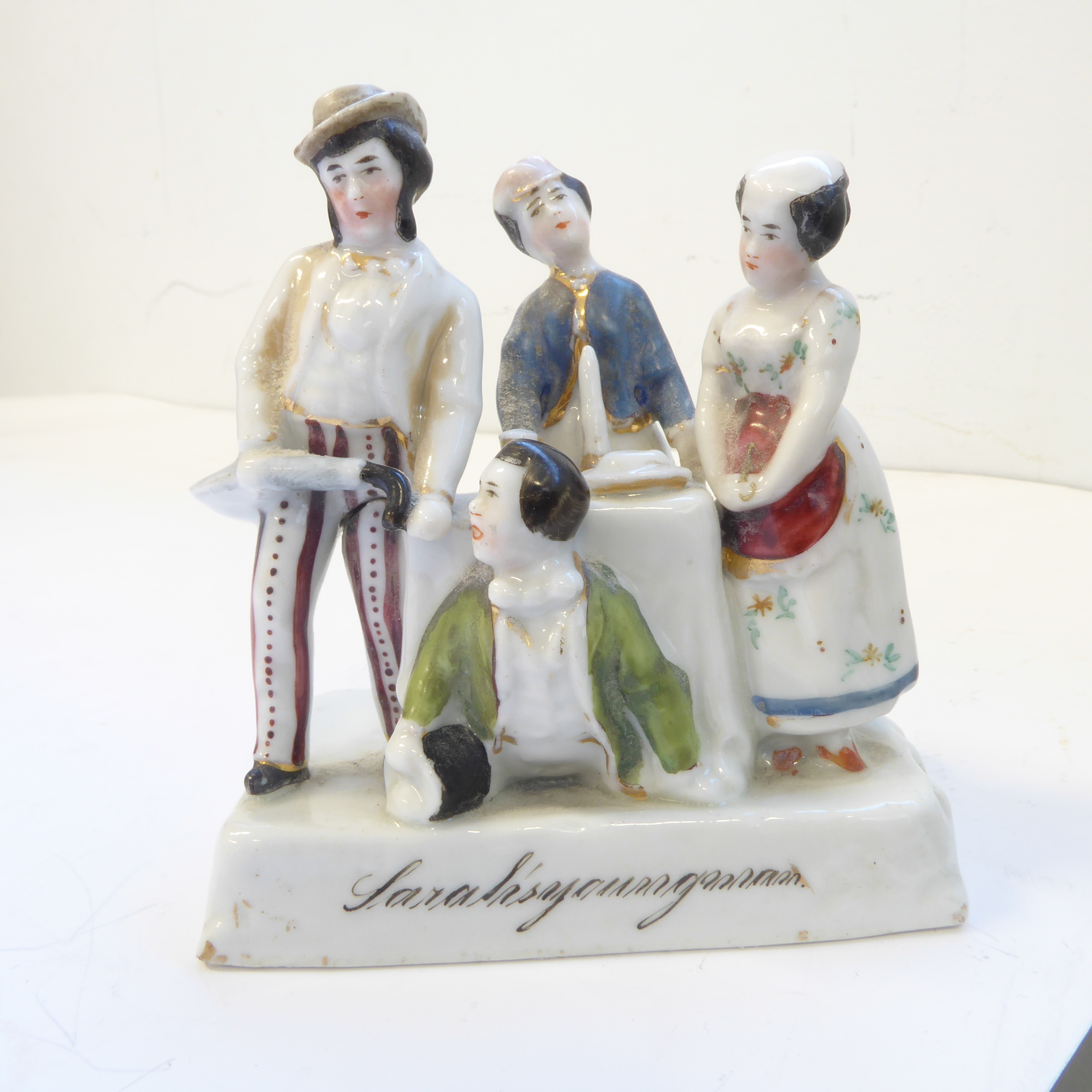 Ten 19th century porcelain fairings to include 'God Save the Queen', 'Happy Father', 'Shall we sleep - Image 21 of 48