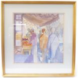 SHIRLEY CHALMERS (20th century) – a  watercolour study of a market scene, signed lower right. Glazed