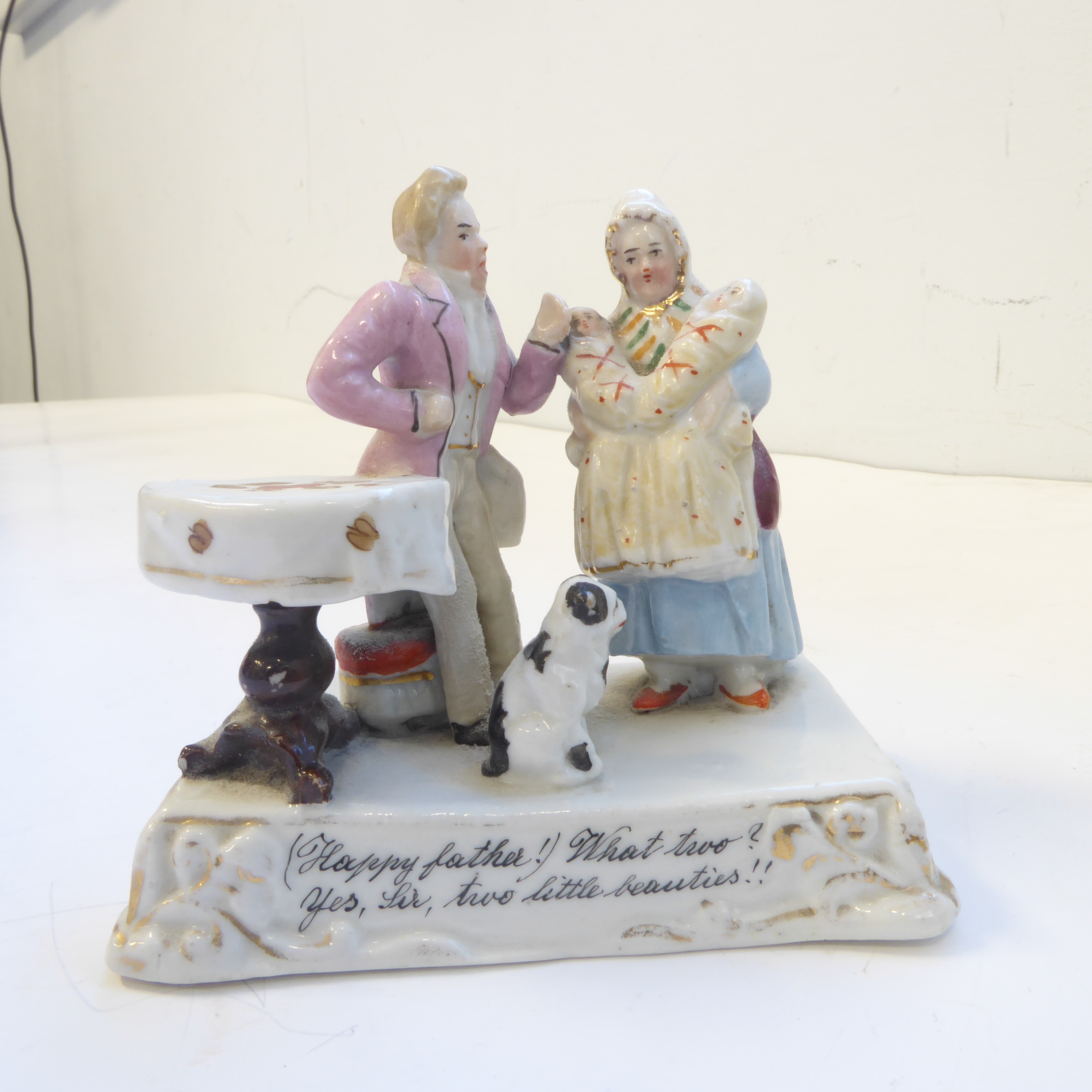 Ten 19th century porcelain fairings to include 'God Save the Queen', 'Happy Father', 'Shall we sleep - Image 31 of 48