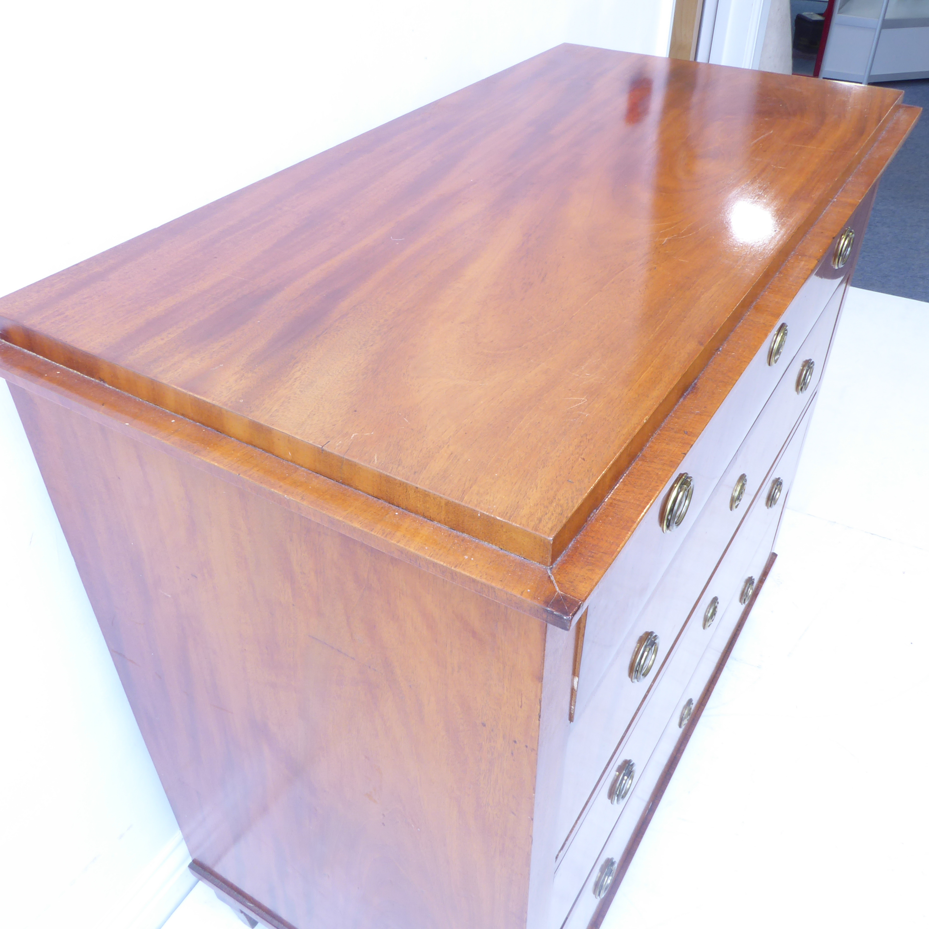 A 19th century continental mahogany secrétaire chest; the full width top drawer opening to reveal - Image 4 of 8