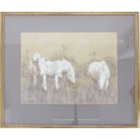ANTHONY SPEED – a pastel study of three grey horses. Framed and glazed. (Image size 34 x 46cm)