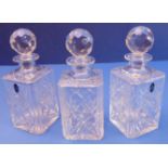 A good set of three 'Finest English Royal Doulton Crystal' hand-cut spirit decanters with