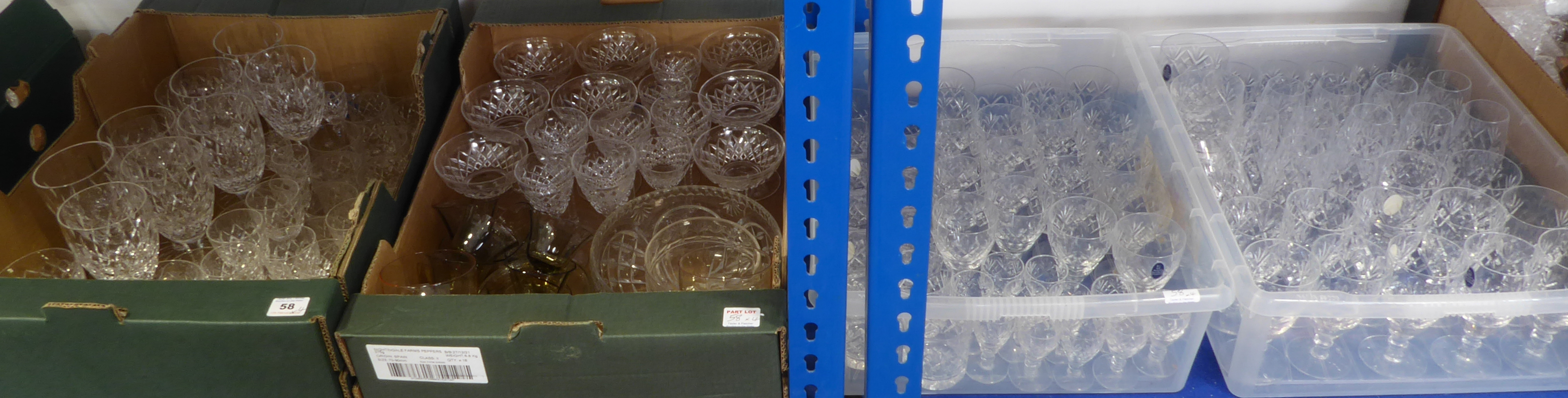 A good and large selection of mostly cut-glass drinking glasses to include various sets of  wines,