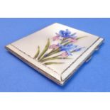 A fine silver and enamel cigarette / card case - concentric guilloche ground decorated with irises