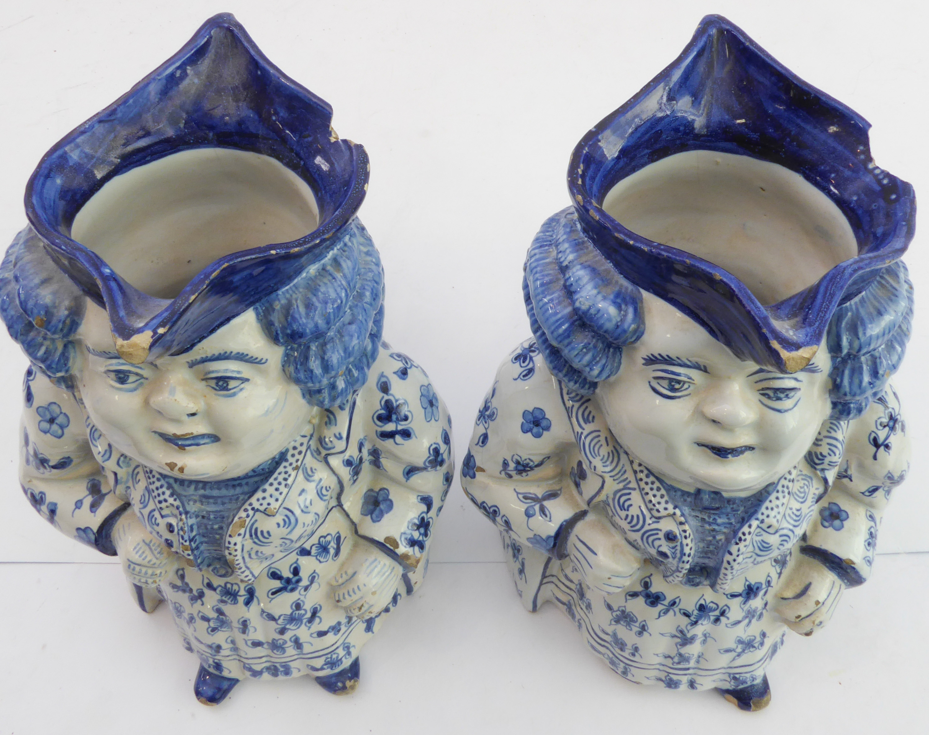 A pair of Delftware Toby jugs  - probably late 19th or early 20th century, modelled as corpulent - Image 2 of 7