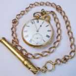 PROBABLY 15ct GOLD CHAIN   A gentleman's late 19th/early 20th century full face key wind 18-carat