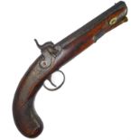 A mid-19th century percussion pistol - 16.5 cm octagonal barrel barrel, approx. 28 bore, the lock-