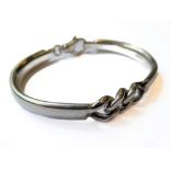 A good hallmarked silver heavy-guage bracelet with spring-loaded clasp and three-link chain back (