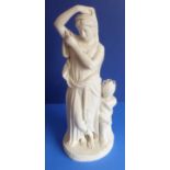 A large 19th century Copeland-style Parianware figure - Classical female in long flowing robes, to