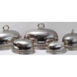 A good and unusual set of five late 19th/early 20th century silver plated dome shaped meat covers