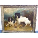Manner of James Ward - Sketch of spaniel double portrait with snipe, oil on canvas, 28 in x 36 in (