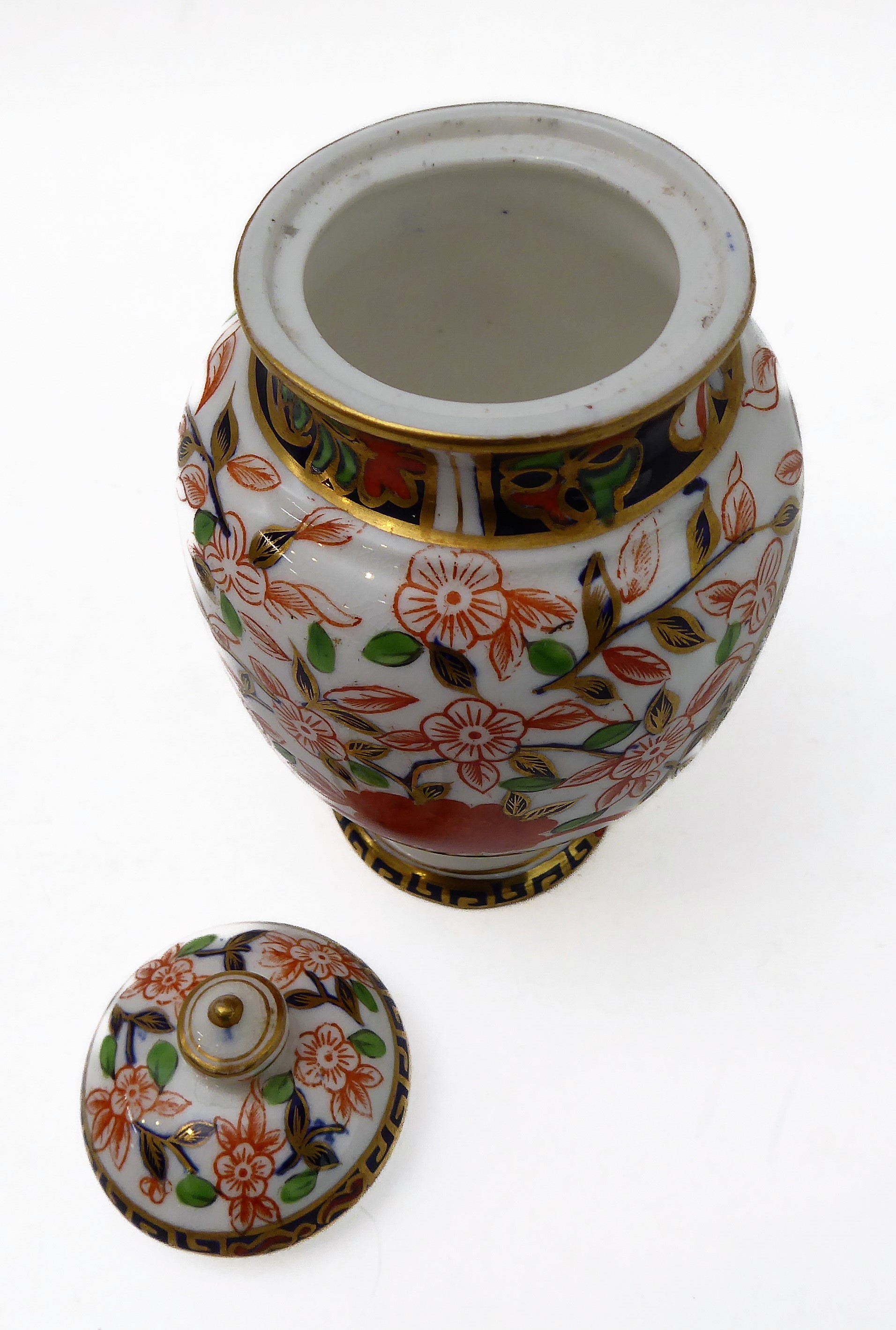 A small 19th century Crown Derby porcelain vase-and-cover decorated in the Imari pattern (13cm - Image 3 of 11