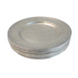 Eleven large and heavy, modern pewter plates in the 17th century style, each engraved with