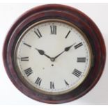 A large 19th century station or school master's clock; the cream dial with Roman numerals and within