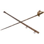A French cuirassier's sword and steel scabbard - 99cm double fullered blade dated 1822, brass four-