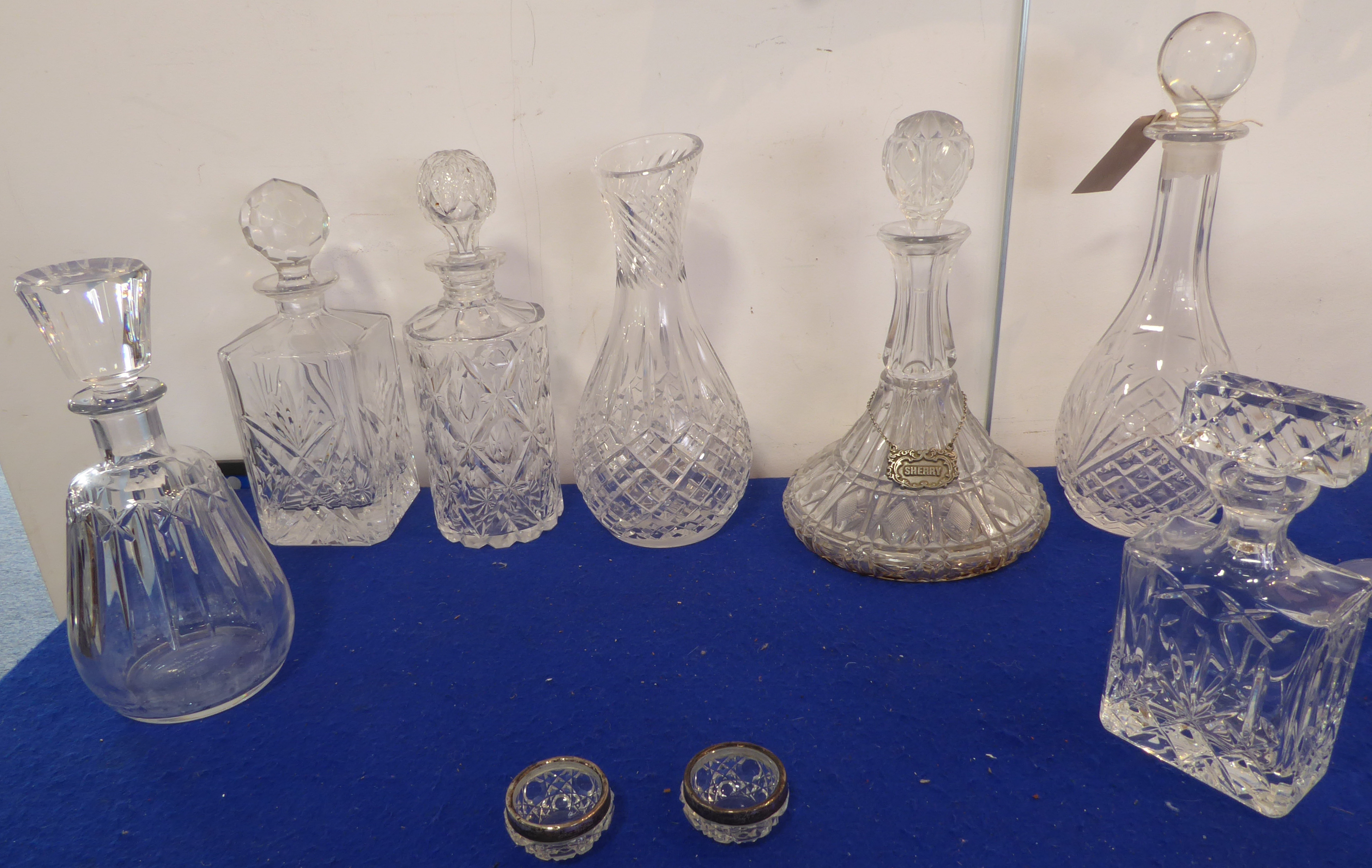 A selection of glassware to include 6 decanters, a set of 8 hand-cut wine glasses with circular - Image 2 of 4