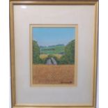 LAURENCE O'TOOLE (Contemporary Irish) - Landscape with wheat(?)field, signed and dated (19) '86,