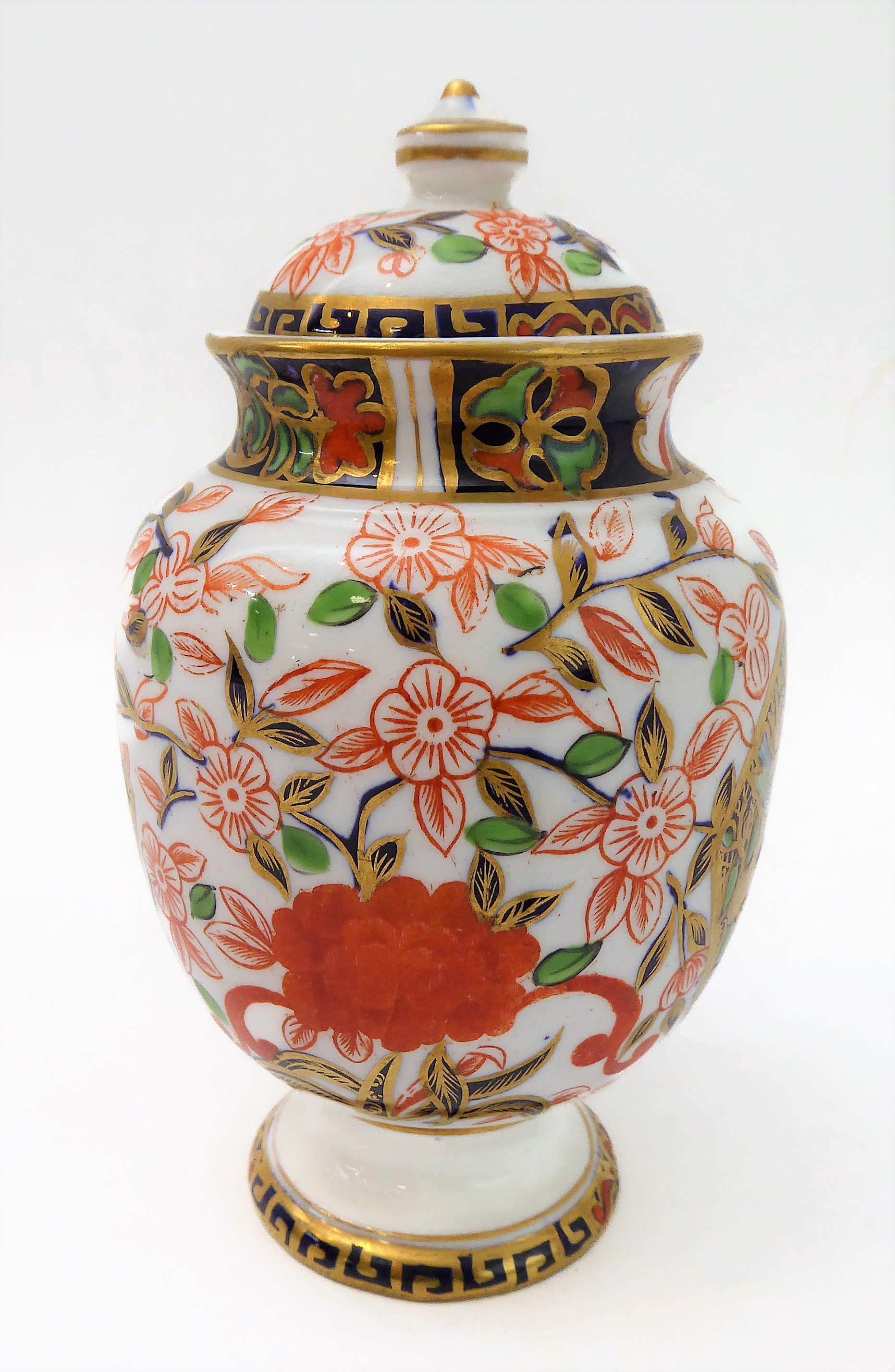 A small 19th century Crown Derby porcelain vase-and-cover decorated in the Imari pattern (13cm - Image 2 of 11