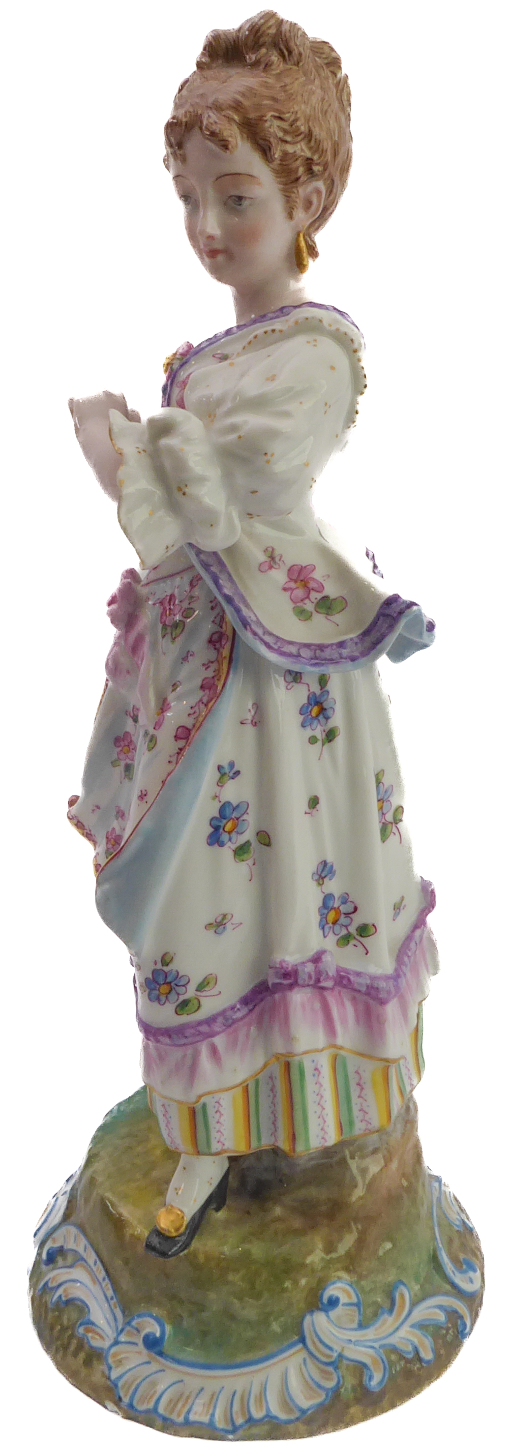 A late 19th century continental hand-decorated porcelain figure model; female with waistcoat and - Image 2 of 5
