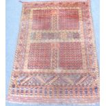 A modern Afghan Hatchli rug; terracotta ground, cross design to the centre (174cm x 244cm)