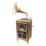 A good and fine reproduction mahogany and gilt metal mounted gramophone in early 20th century style;