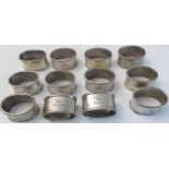 A set of twelve modern pewter napkin rings - in the 19th century style, oval and with touch marks