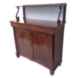 A late Regency to early Victorian mahogany chiffonier of small proportions: the galleried