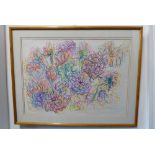 CHERYL GOULD MRSS (Contemporary) - Study of blooms, crayon, signed, 16¼ in x 22½ in (41.5cm x 57cm).