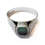 An 18-carat white gold square-cut emerald ring