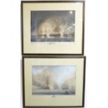 A pair of hand-coloured naval engravings each dedicated to the Rt. Honourable Horatio Nelson,