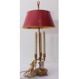 A stylish 20th century heavy cast-brass three-light lampstand for restoration: acanthus-style bulb
