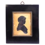 A 19th century portrait miniature silhouette initialled RJB (ebonised frame size 14.75cm x 12.5cm)