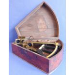 A 19th century pendant-shaped mahogany cased Marine sextant; the well made brass mounted and ebony