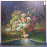 Modern Continental School – still-life study with multiple blooms, oil on canvas laid on board,