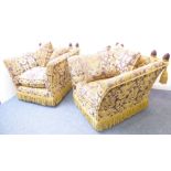 The matching pair of single armchairs to the large and fine Knowle-style sofa; luxuriously