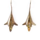 A pair of silver-gilt drop-earrings modelled as flowerheads (boxed)