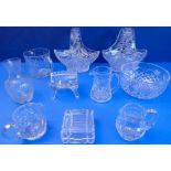 Ten pieces of fine quality hand-cut glassware to include two baskets, four jugs and a fruit bowl