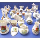 Approximately 39 pieces of porcelain crestware to include WH Goss, Grafton China, Victoria China and