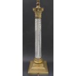 An early / mid 20th century brass-mounted table lamp - modelled as a Corinthian column with brass