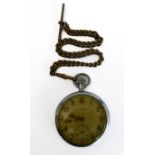 A steel cased open face military pocket watch; the dial signed 'Leonidas' and with Arabic numerals