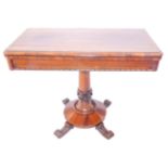 An early Victorian period foldover top card table (possibly goncarlo alves?); the thumbnail-